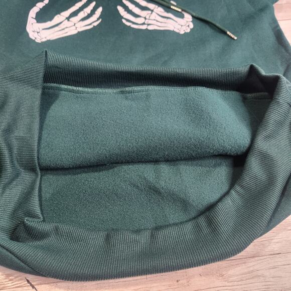 SHEIN Skeleton Hands Drawstring Thermal Lined Hoodie Large NWT - Picture 4 of 7